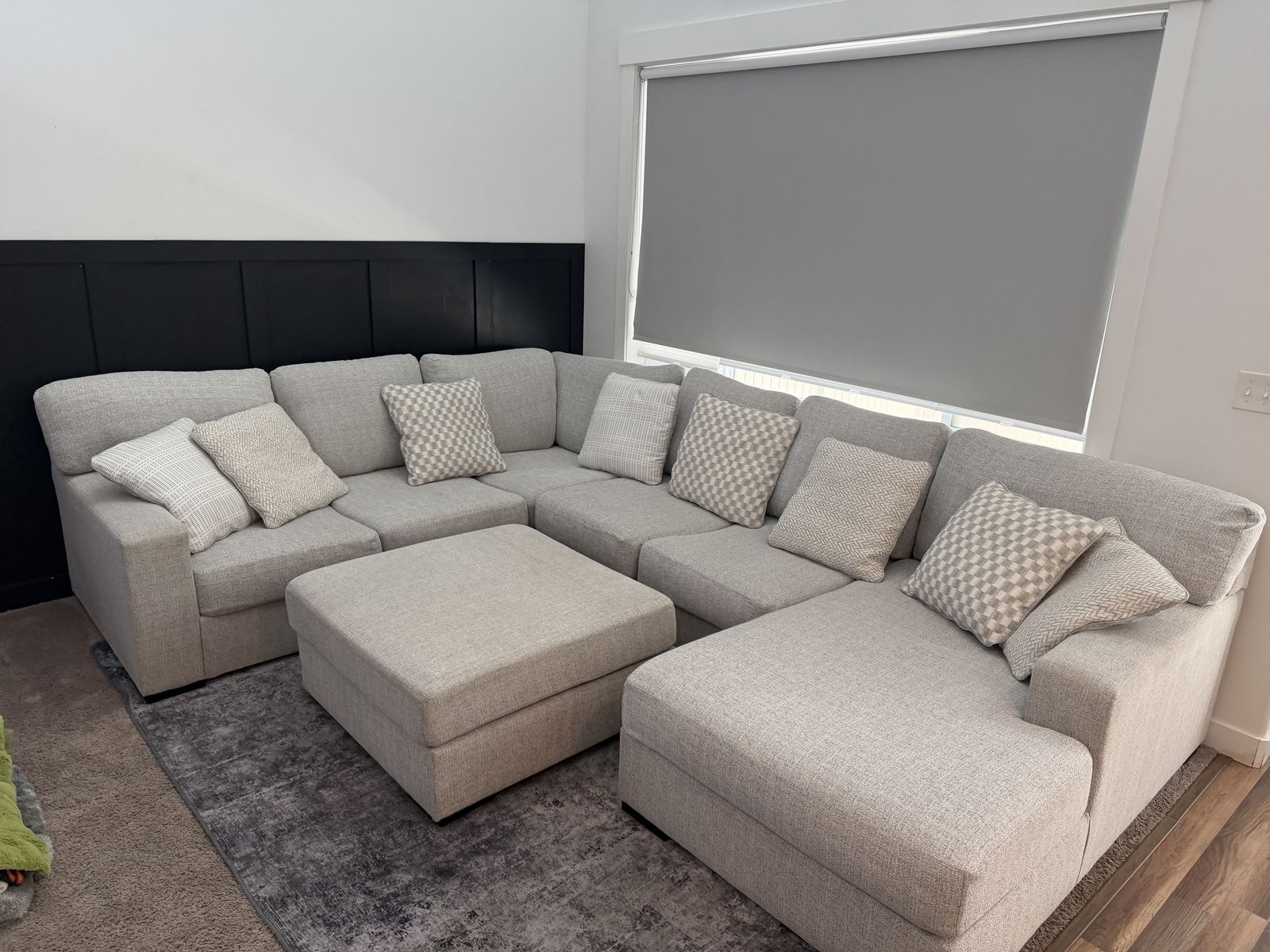 Performance Fabric Sectional with Chaise & Ottoman