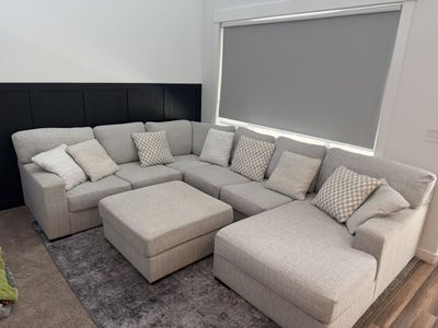 Performance Fabric Sectional with Chaise & Ottoman