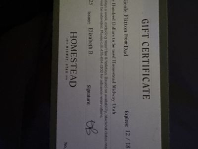 Homestead gift certificate