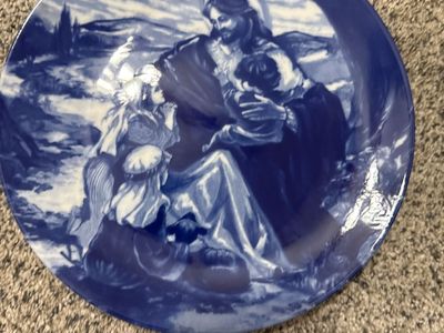 Avon 1992 "Bless The Little Children" Collector Plate - Blue & White Decorative Plate
