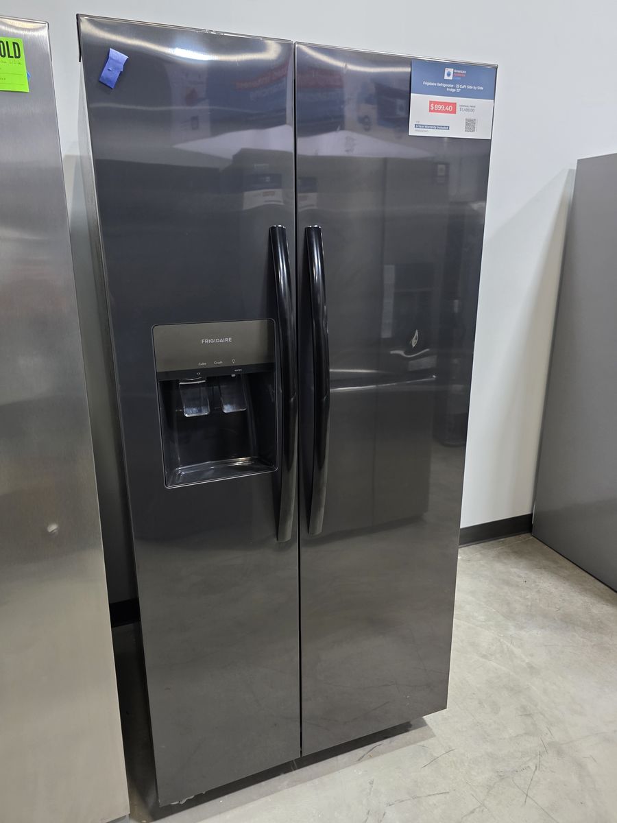 Black Stainless Side by Side Refrigerator — 33 Inch, Modern Finish, Brand New