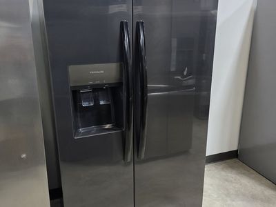 Black Stainless Side by Side Refrigerator — 33 Inch, Modern Finish, Brand New