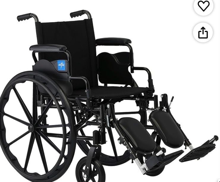 Medline Heavy Duty Wheelchair with Elevating Leg Rests Black (Brand new)