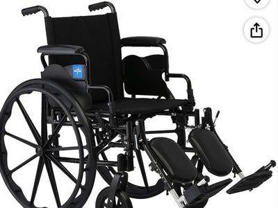 Medline Heavy Duty Wheelchair with Elevating Leg Rests Black (Brand new)