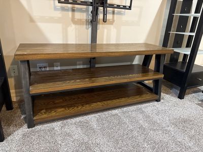 Rustic Industrial Wood & Metal 3-Tier TV Stand - Great Condition