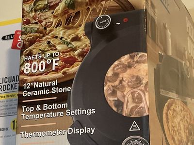 Ecumffy Electric Pizza Oven Maker - 12 Inch Ceramic Stone, Heats Up to 800°F, Black