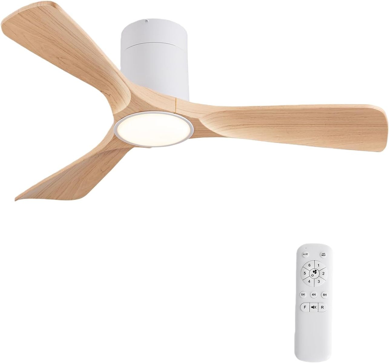 42" Indoor/Outdoor White/Wood Grain Ceiling Fan with light and Remote Control