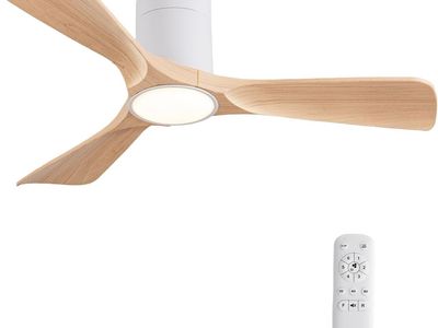 42" Indoor/Outdoor White/Wood Grain Ceiling Fan with light and Remote Control