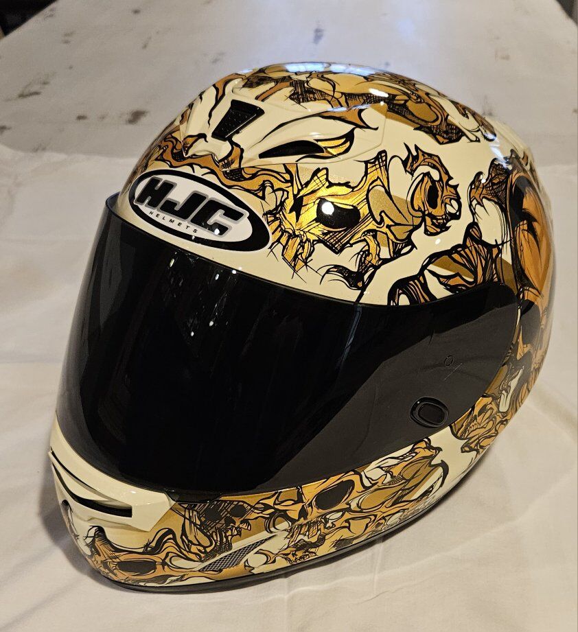 Rare HJC FS-15 Flaming Skull Terror Helmet. Size L