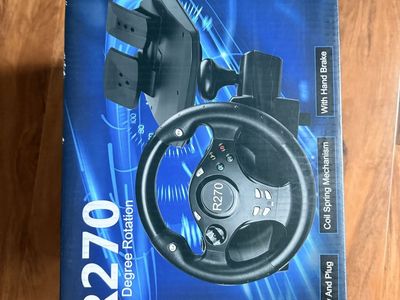 R270 Racing Steering Wheel Set with Pedals & Handbrake (270 Degree Rotation) Driving Simulator