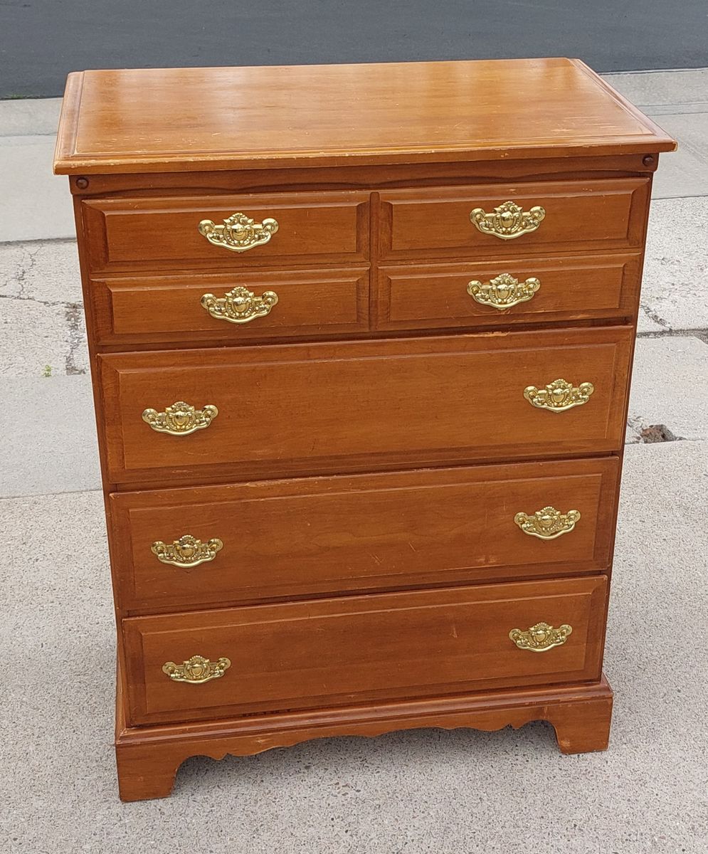 Vintage Solid Maple Dresser 4 Drawer 