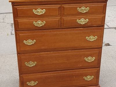 Vintage Solid Maple Dresser 4 Drawer