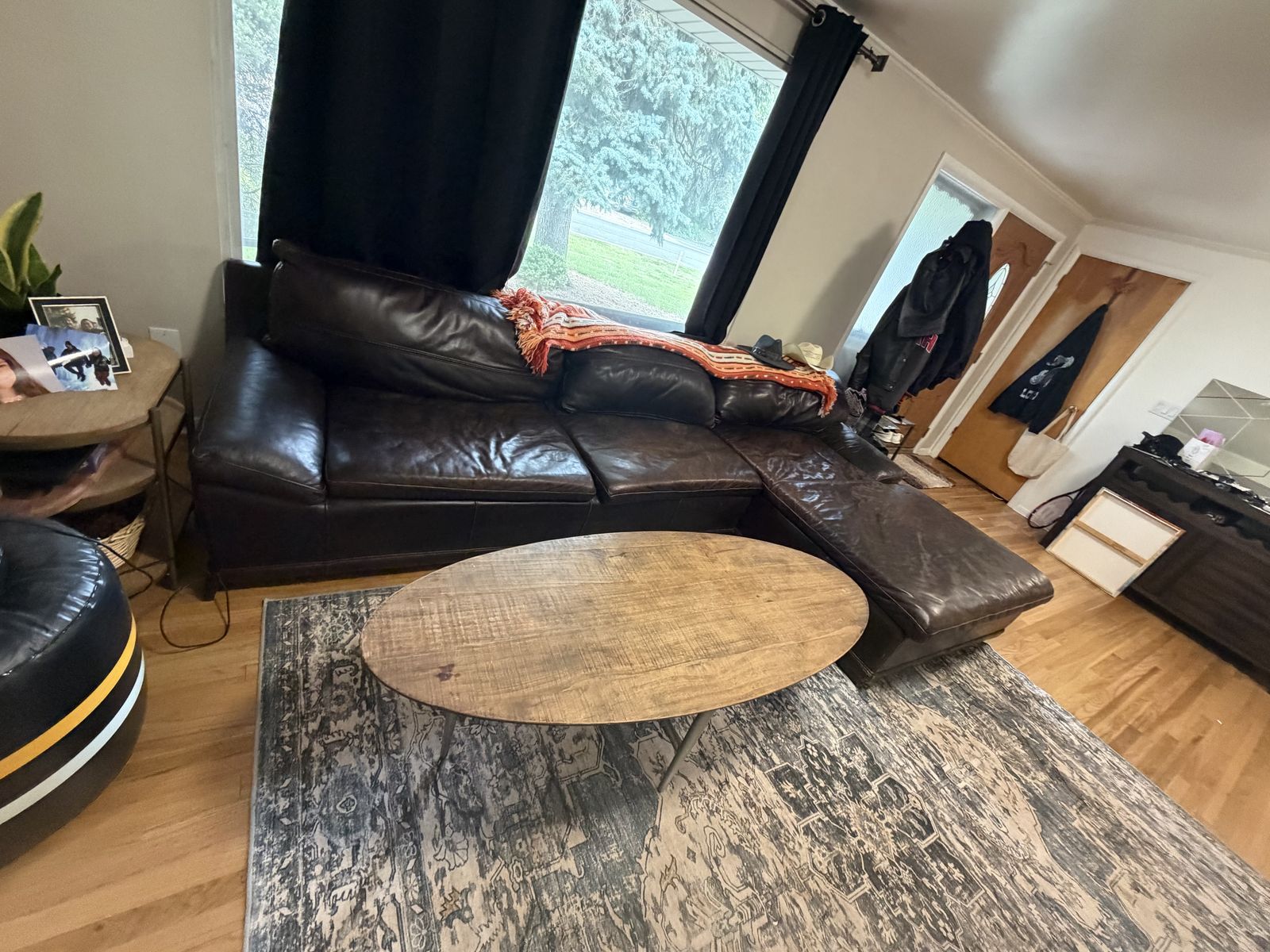 Real leather sectional