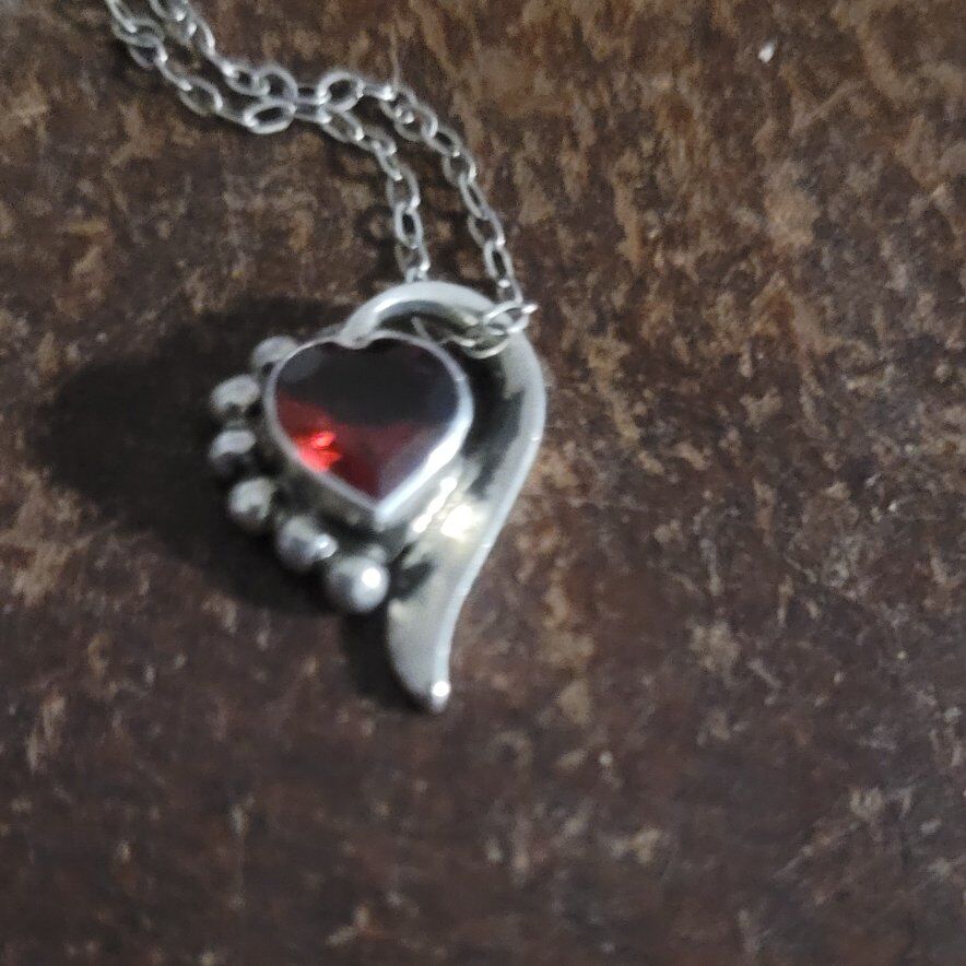 vintage Redstone silver heart necklace