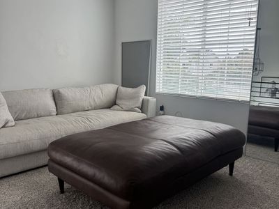 Real Learher Brown Ottoman