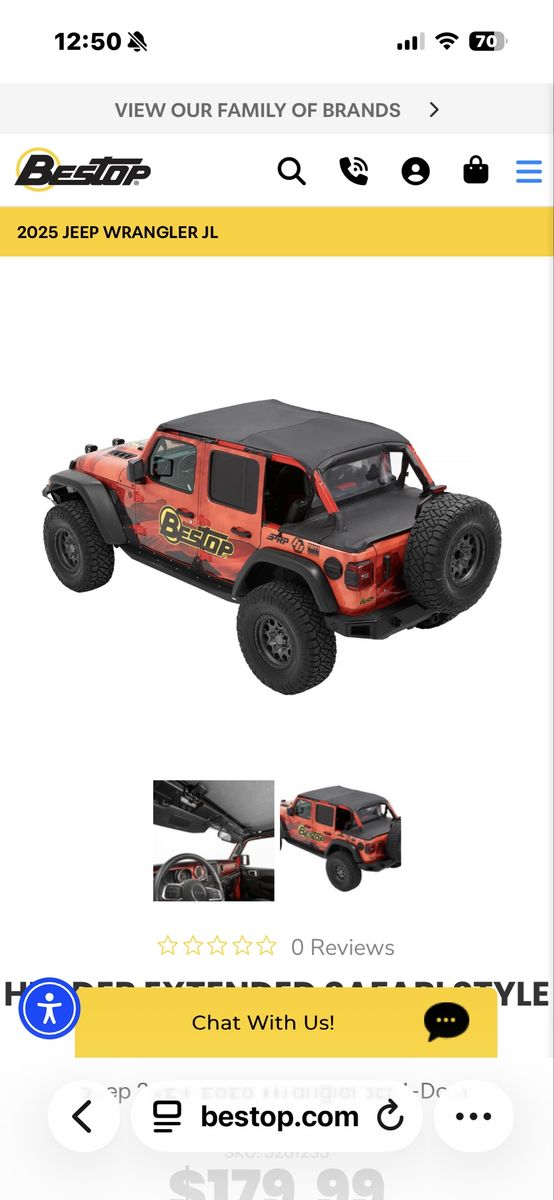 Jeep JLU bestop Safari Bikini Top