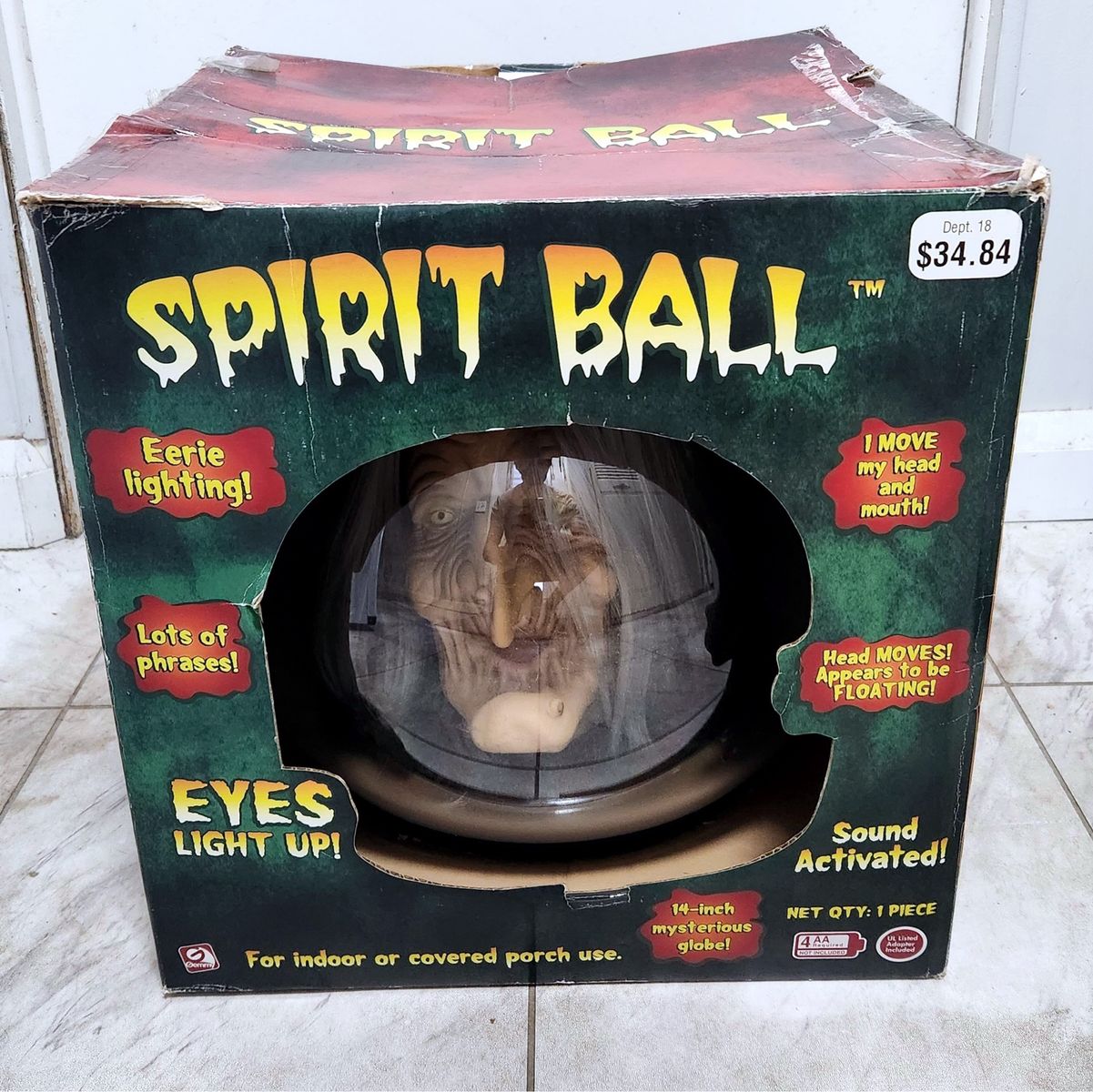 2005 Gemmy 14" Animated Witch Spirit Ball Halloween WORKS w/ Box & Adapter