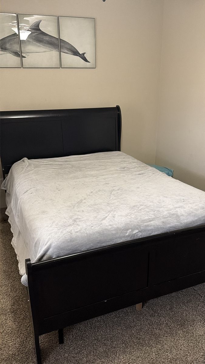 Black sleigh bed