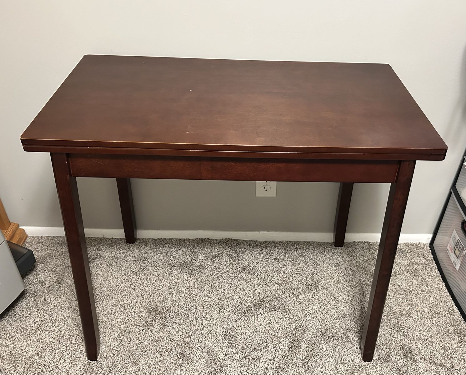 Space-Saving Folding Dining/Work Table - Dark Wood Finish