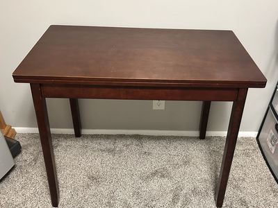 Space-Saving Folding Dining/Work Table - Dark Wood Finish