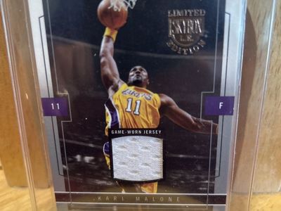 03-04 Fleer Karl Malone Lakers Game-Worn Jersey NBA Trading Card - Skybox Limited Edition WOW!!! Los Angeles Lakers Jersey