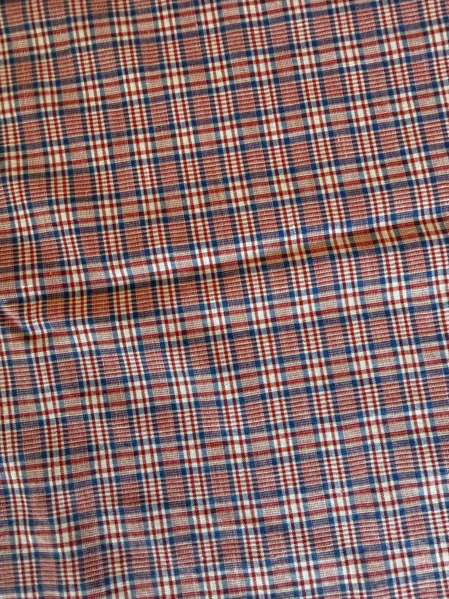 Vintage plaid material 71L x 43W red white and blue