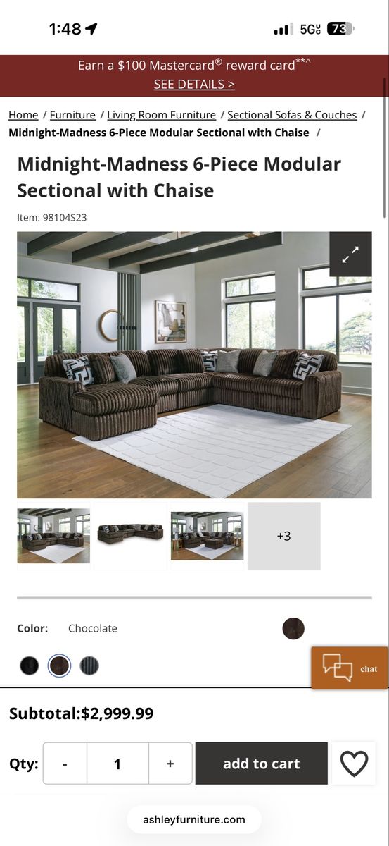 Ashley Furniture Midnight Madness Sectional