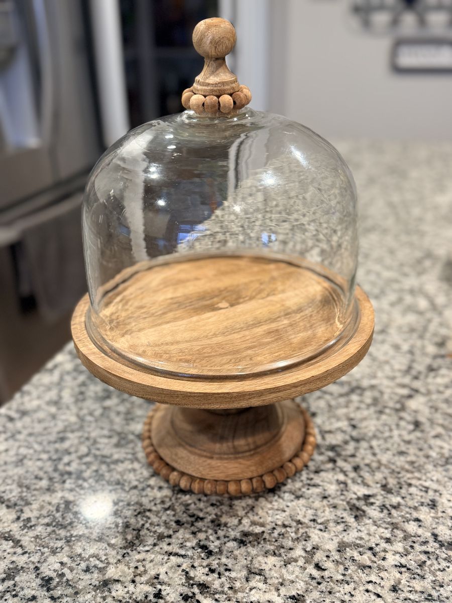 Super Cute RUstic Wood Cake Stand With GLassTop