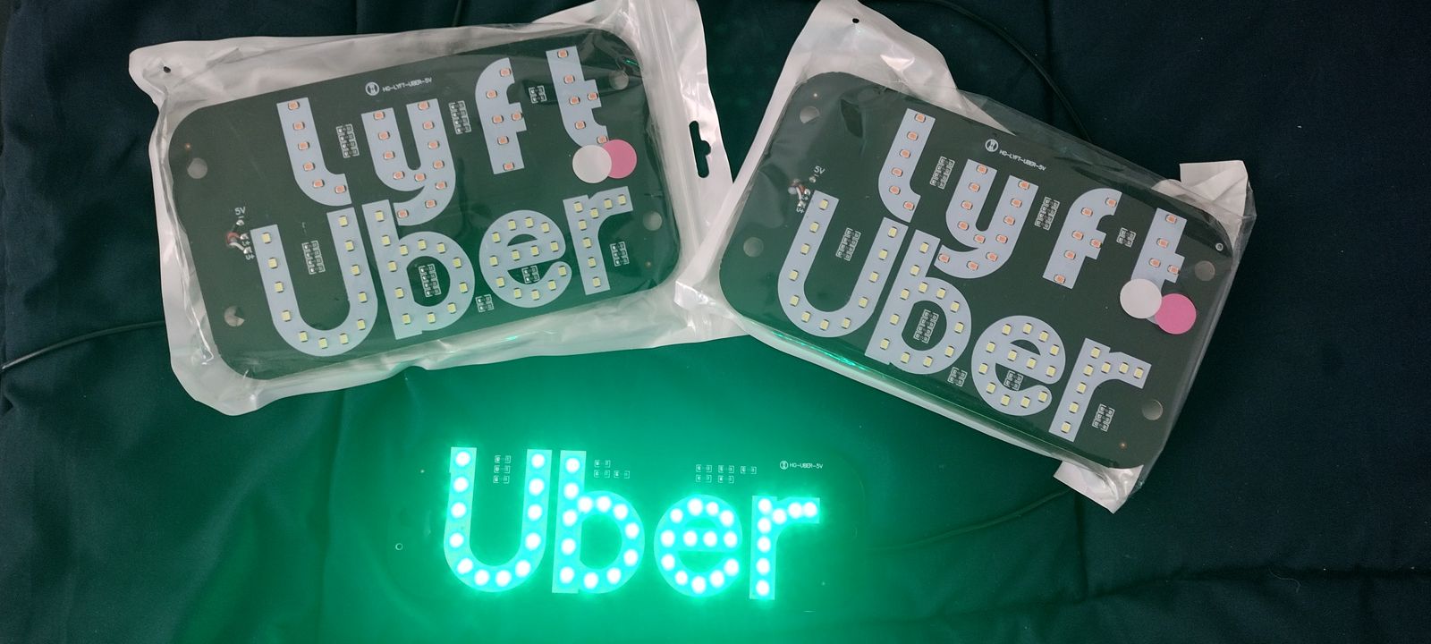 Generic LED Light Panel for Rideshare Drivers - Dual Color USB Lyft/Uber Sign (Pink & White)