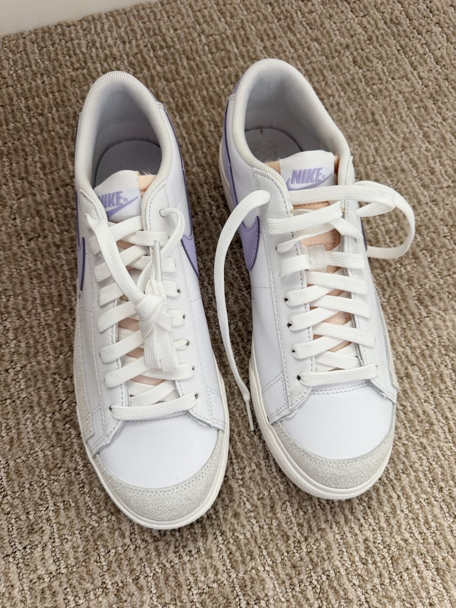 Brand New Nike Blazer Low Platform White Lilac Suede Sneakers Size 10