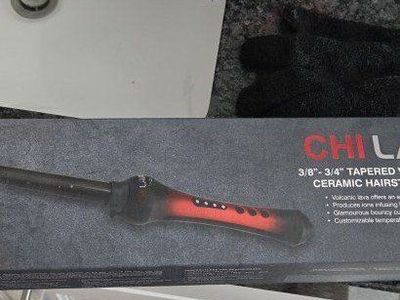CHI Lava 3/8"-3 4" Volcanic Lava Ceramic Tapered Styling Wand - Heat Resistant Glove Included