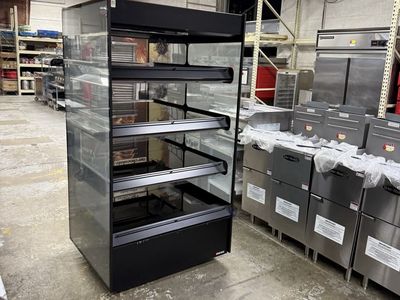 Flexeserve self Service Floor Model Heated display Case 4 shelves next to new ,208-240 single phase
