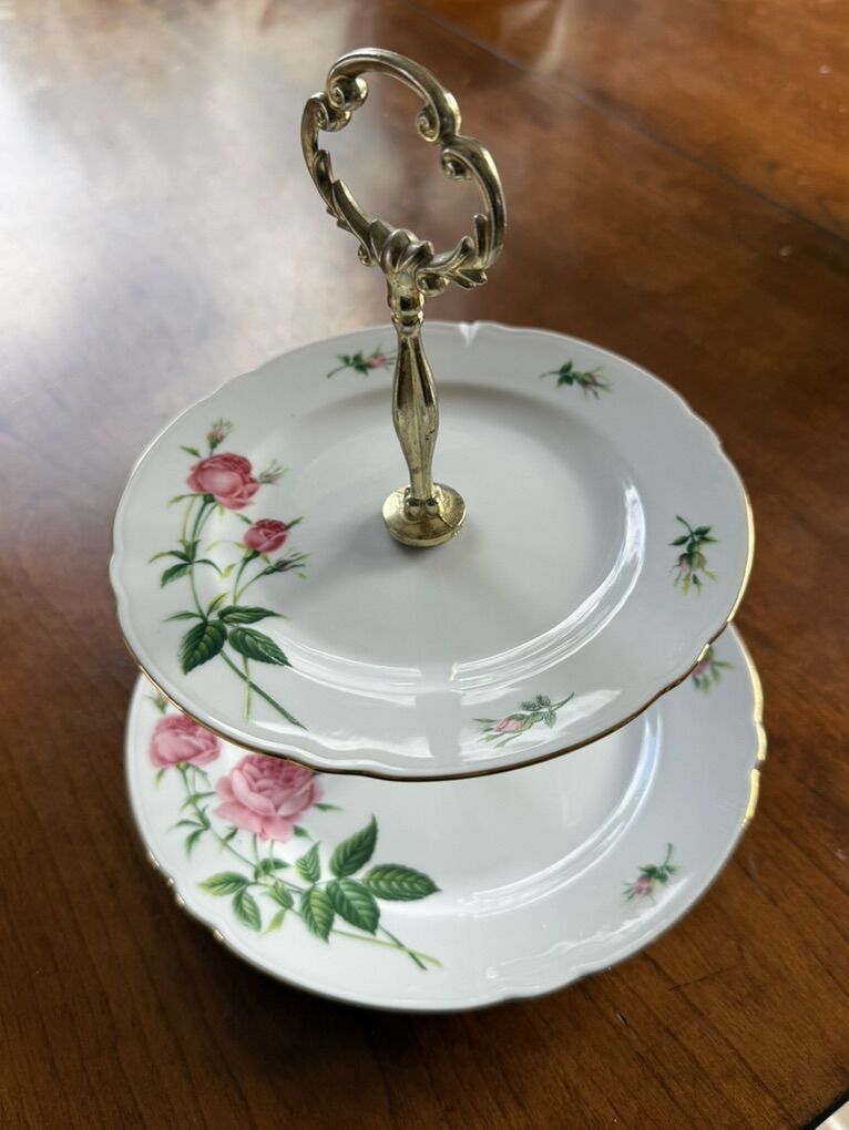 Vintage Tiered Rose Plate Stand Christineholm