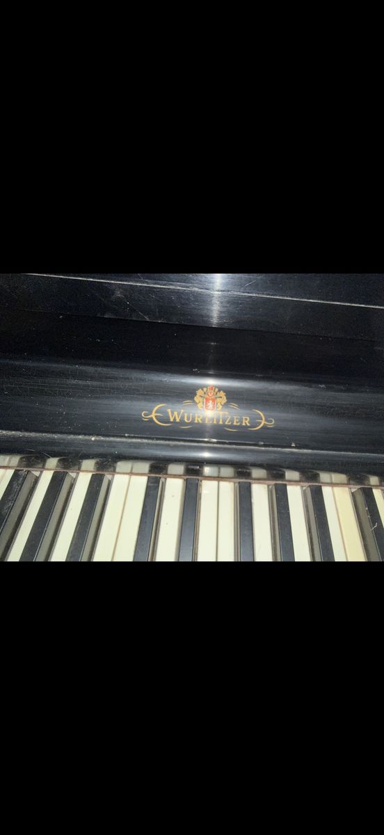 Wurlitzer Black Upright Piano - Damaged Finish, Needs Repair