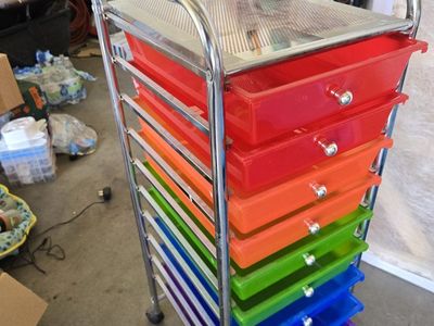 Colorful Rainbow Rolling Storage Cart with 10 Drawers - Organizing Craft Art Supplies