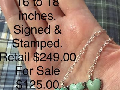 Multistone Turquoise Heart Necklace 16-18 Inches Signed Stamped