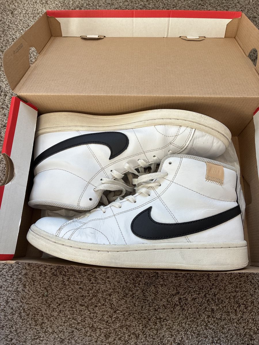 Nike Court Legacy Mid White Black Men's Sneakers Shoes Size 8.5 with Box
