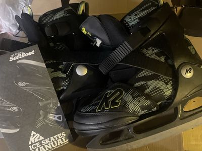 K2 Ice Skates Original SoftBoot Black/Green Camo - Boys adjustabke size 4-8