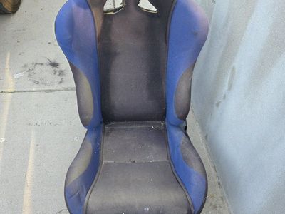 Bomz Racing Adjustable Bucket Seat - Black & Blue Fabric