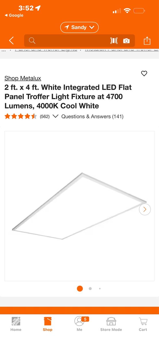 Metalux 2x4 ft. White Integrated LED Flat Panel Troffer Light Fixture, 4700 Lumens, 4000K Cool White