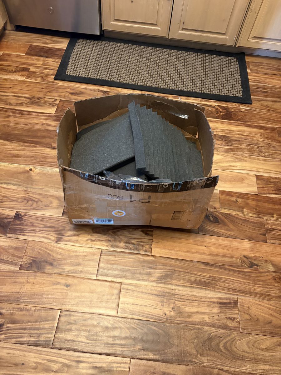 Box full of acoustic foam panels