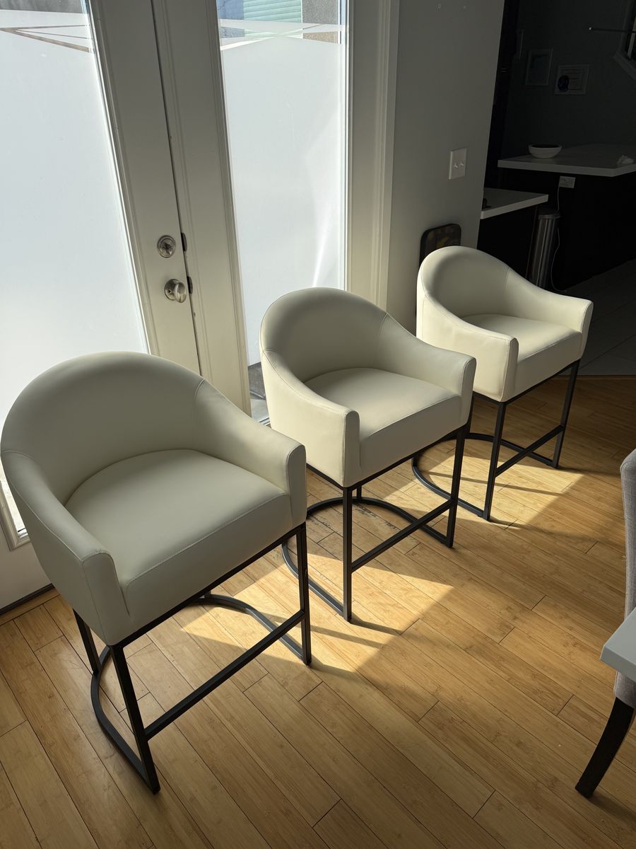 3 Beige White Counter height Barstools 26" To Seat