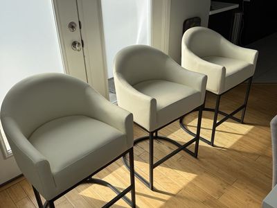 3 Beige White Counter height Barstools 26" To Seat