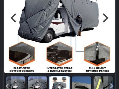 PROTECHTOR Class C RV Cover - Gray, Water Resistant, Adjustable, 25-27ft Long - NEW still in original box