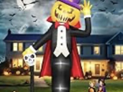 Halloween 12' Skeleton Pumpkin Dracula Vampire Inflatable Graveyard Cemetery Home Decor Decoration Prop