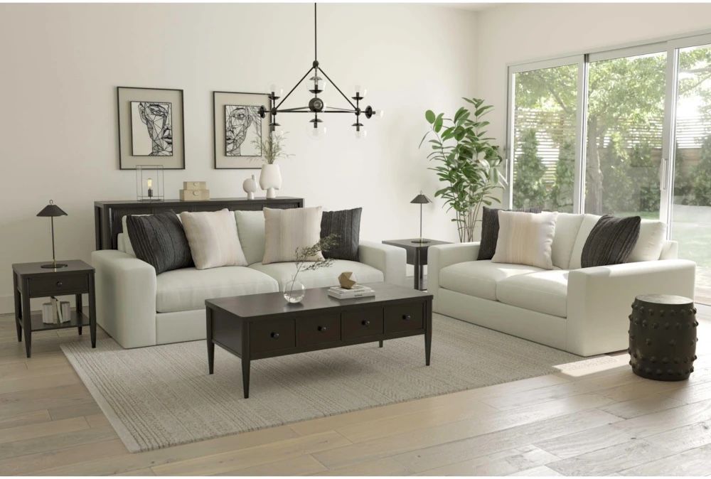 Dream Beige Crypton Fabric High Performance 99" Sofa | Loose Reversible Back