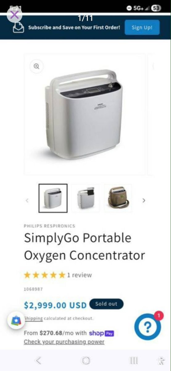 Philips SimplyGo Portable Oxygen Concentrator