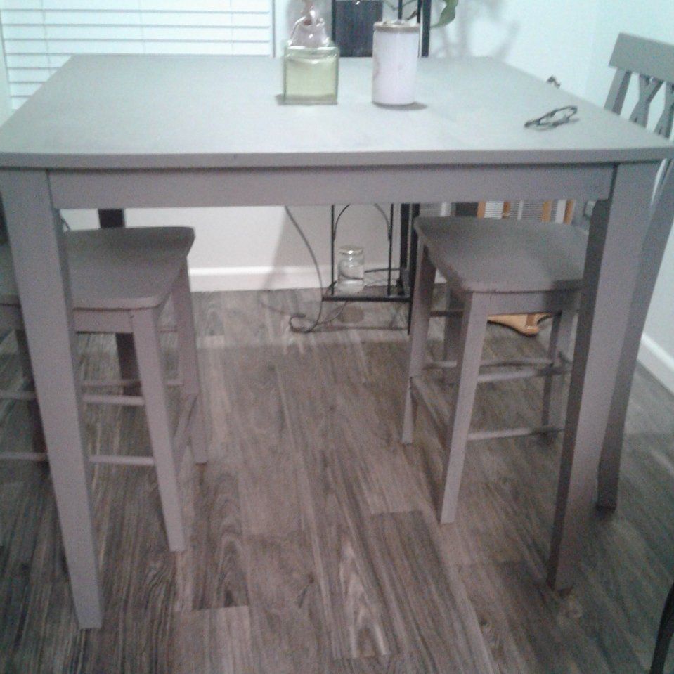 Tall Wooden Kitchen Table & 2 Chairs