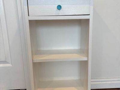White Solid Wood Nightstand with Drawer & Shelf