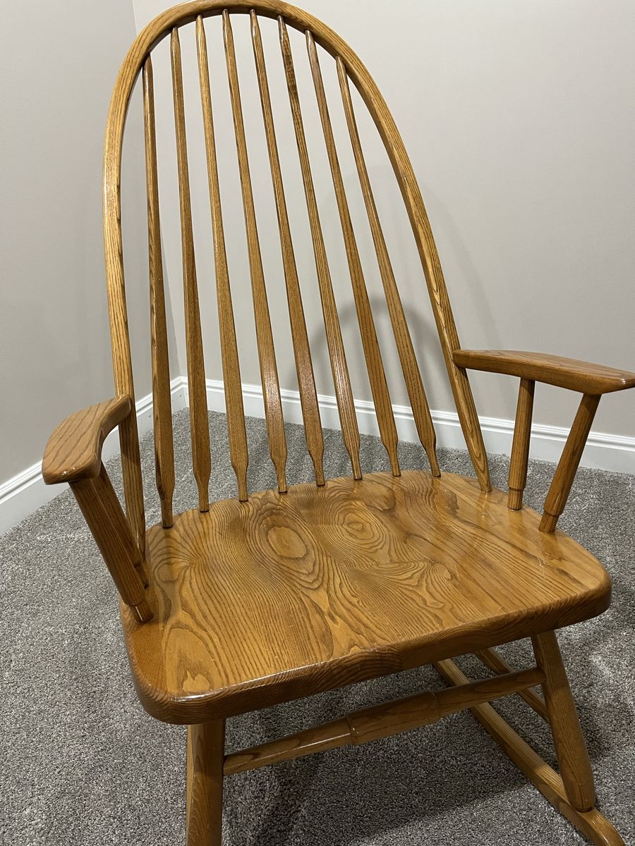 Bent & Bros Colonial Rocking Chair - Solid Oak Wood Spindle Back, Excellent Condition